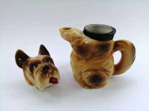 Vintage Ceramic Dog Shape Tea Pot / Lidded Milk Jug