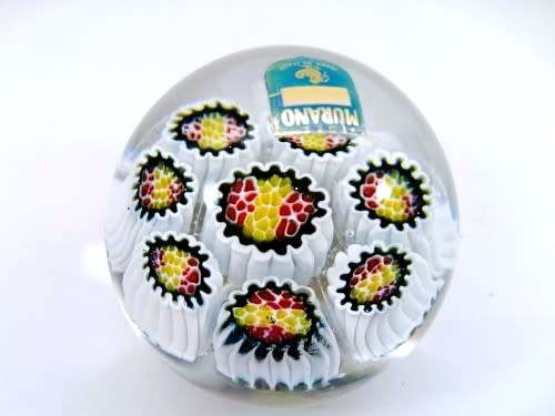 Stunning Murano art glass paperweight MILLEFIORE