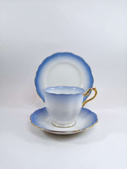 Royal Albert ` RAINBOW ` Blue Hampton shape Tea Cup Saucer and Plate Fine Bone China England