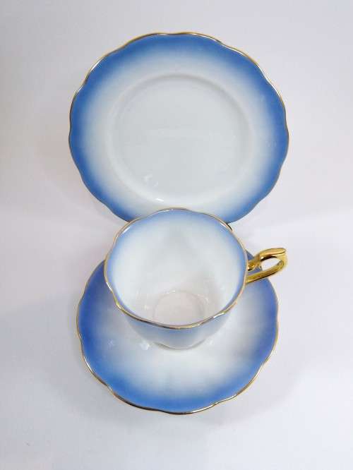 Royal Albert ` RAINBOW ` Blue Hampton shape Tea Cup Saucer and Plate Fine Bone China England