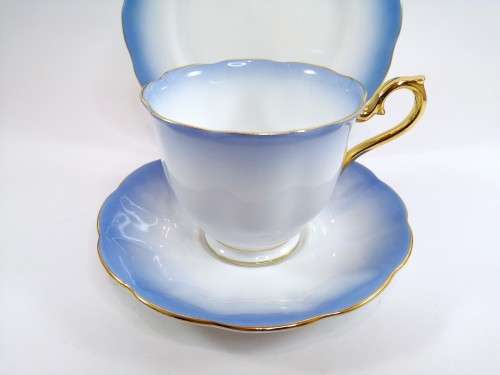 Royal Albert ` RAINBOW ` Blue Hampton shape Tea Cup Saucer and Plate Fine Bone China England
