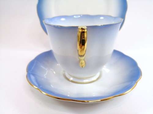 Royal Albert ` RAINBOW ` Blue Hampton shape Tea Cup Saucer and Plate Fine Bone China England