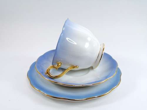 Royal Albert ` RAINBOW ` Blue Hampton shape Tea Cup Saucer and Plate Fine Bone China England