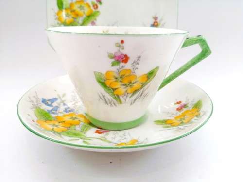 Paragon Art Deco Primrose, Cup Saucer and Plate Trio