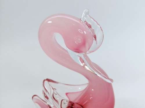 Elegant Murano Sommerso Pink Art Glass Large  Swan Duck Bird