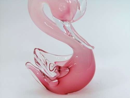 Elegant Murano Sommerso Pink Art Glass Large  Swan Duck Bird