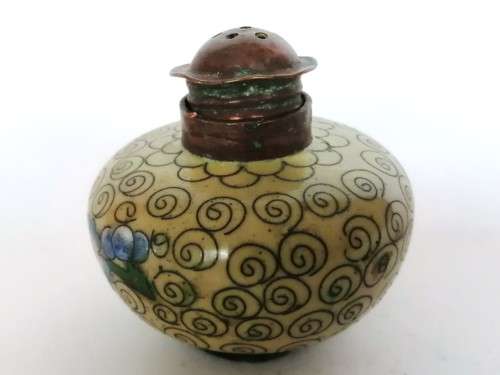 Beautiful vintage Chinese cloisonne cruet set, dating from the 1950s