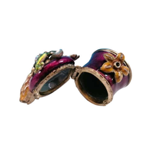 Jay Strongwater Swarovski Jeweled Frog on Leaf Enamel Trinket Pill Box
