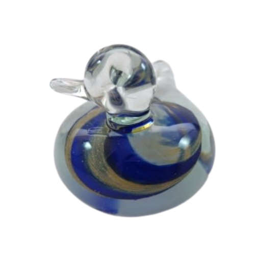 Murano Art Glass Large Blue and gold swirls Duck Dove Bird