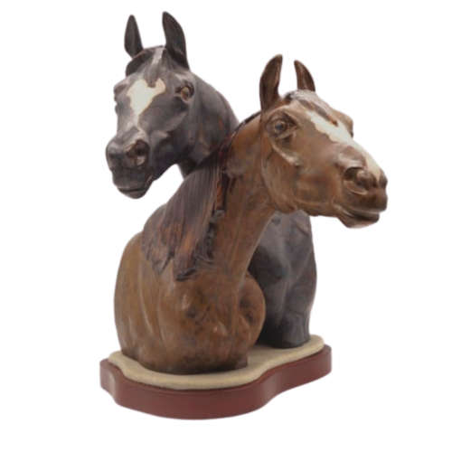 Lladro Large Two Horse Heads Porcelain Sculpture 3511 Designed by Jose Roig 1970