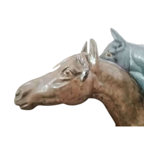 Lladro Large Two Horse Heads Porcelain Sculpture 3511 Designed by Jose Roig 1970