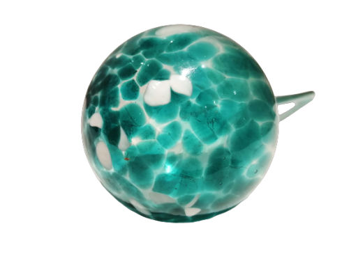 Vintage Hand Blown Glass Plant Watering Globe - White / Green