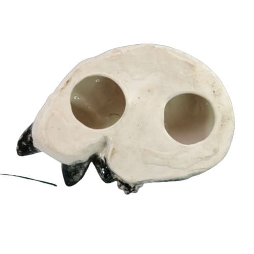 Large Black and White Pottery Sleeping Cat