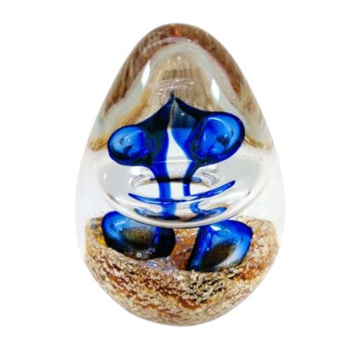 Magnificent Glass Blue And Gold Large Paperweight