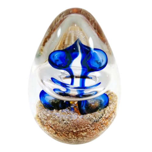 Magnificent Glass Blue And Gold Large Paperweight