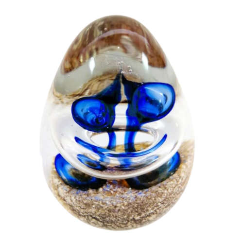 Magnificent Glass Blue And Gold Large Paperweight