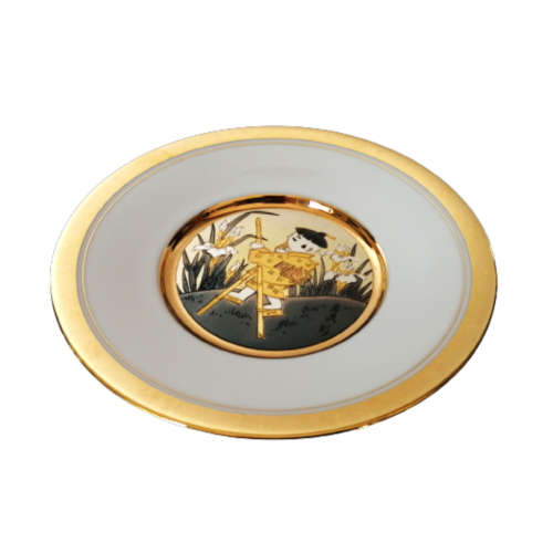 Hamilton Collection Japanese floral calendar Boys Doll Day Chokin plate 23K gold trim