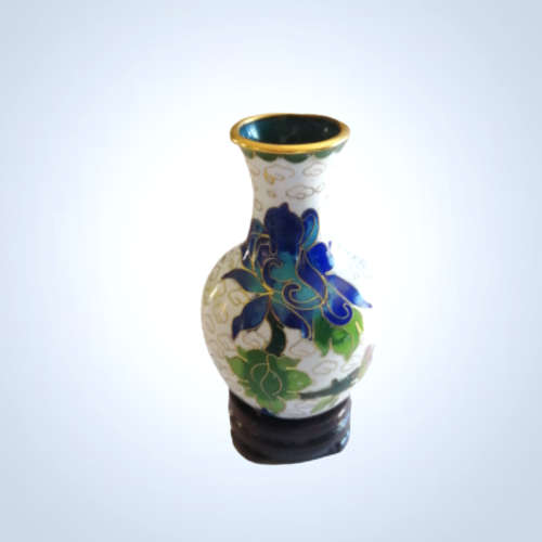 Beautiful Cloisonne Japanese Miniature White Vase