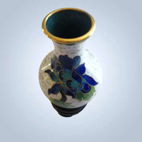 Beautiful Cloisonne Japanese Miniature White Vase
