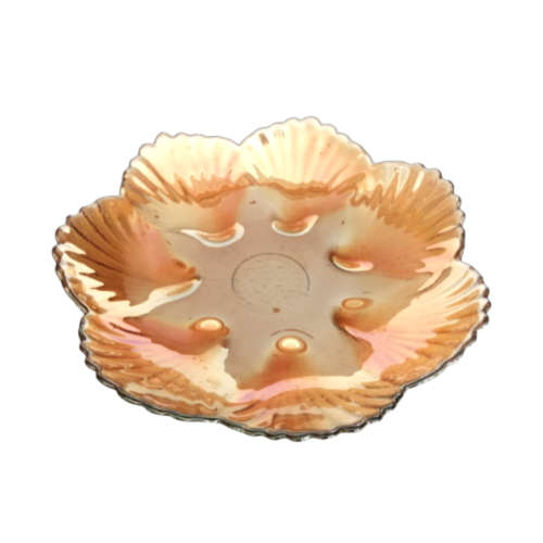 Carnival Glass Marigold Amber Gold Dish,Bowl,Iridescent Embossed