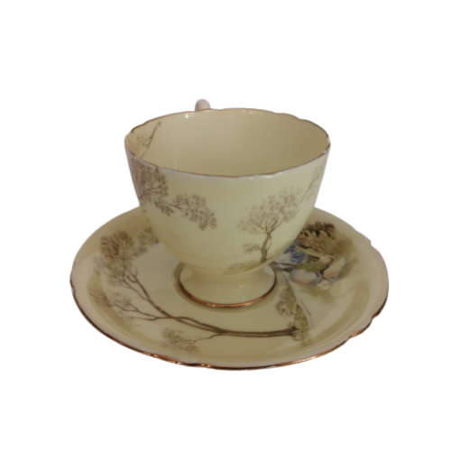 Shelley Fine Bone China Duo Hand Painted Tree And Flower Decoration