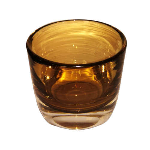 Hand-Blown Heavy Amber Glass Round Dish Bowl