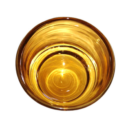 Hand-Blown Heavy Amber Glass Round Dish Bowl