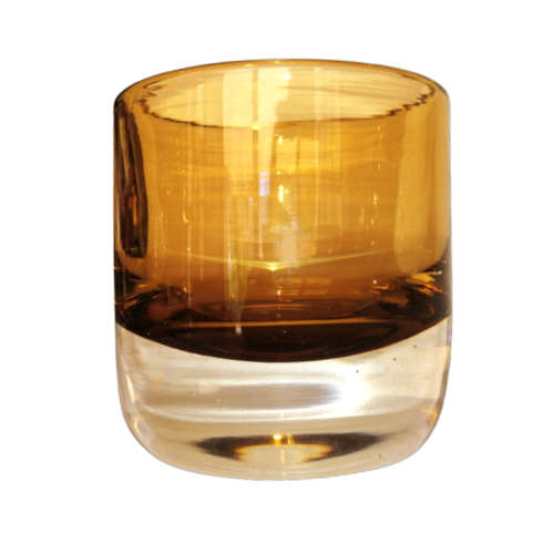 Hand-Blown Heavy Amber Glass Round Dish Bowl