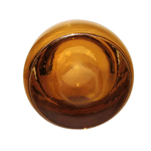 Hand-Blown Heavy Amber Glass Round Dish Bowl