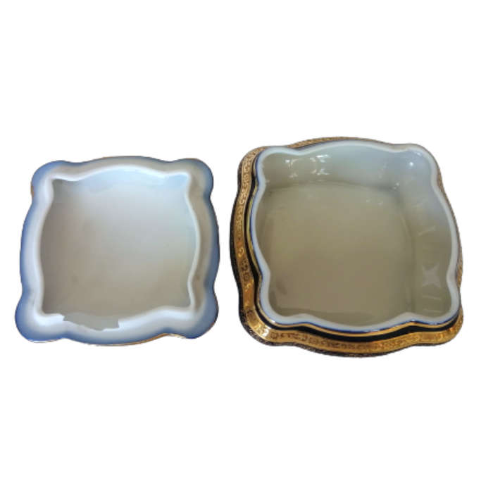 Limoges France Cobalt Cobalt Blue and 22k Gold Large Trinket box