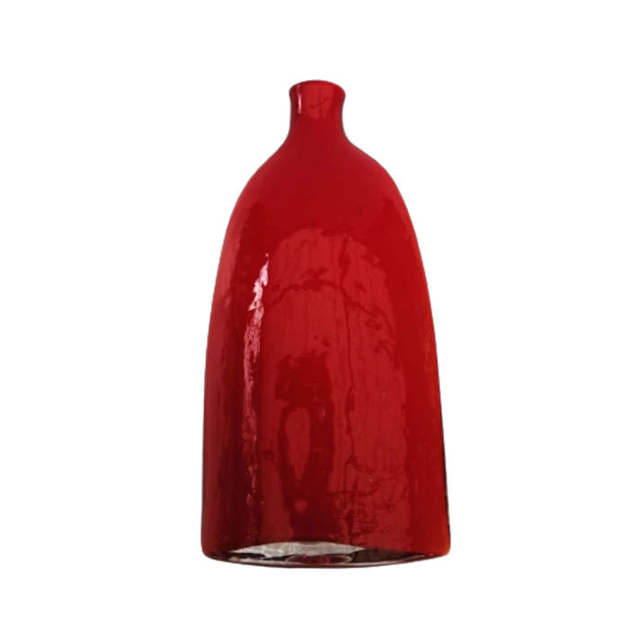 Stunning Oversized Art-Glass Bottle Vase in a Vibrant Shade of Red