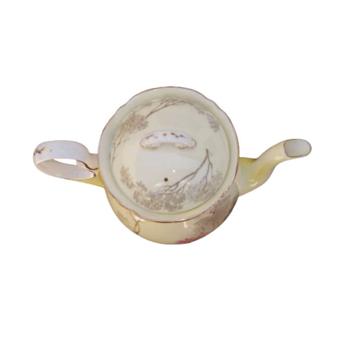 Shelley Fine Bone China Tea Pot Hand Painted Tree And Flower Decoration