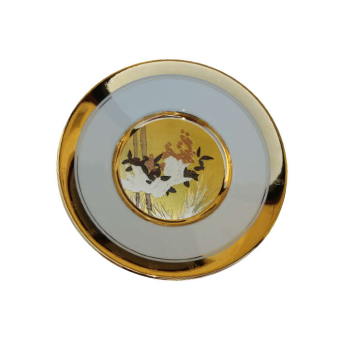 Hamilton Collection Japanese floral calendar Winter Chokin plate 23K gold trim
