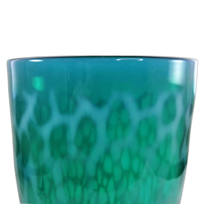 Art Glass Large Vase Mottled Turquoise Greens and White.