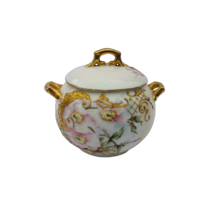 Limoges A L France Tea Set Purple Pansies with Gold Accents