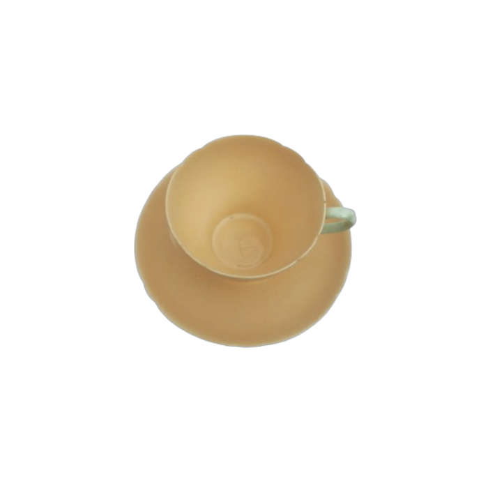 Shelley Fine Bone China Duo Peach with Green Trim