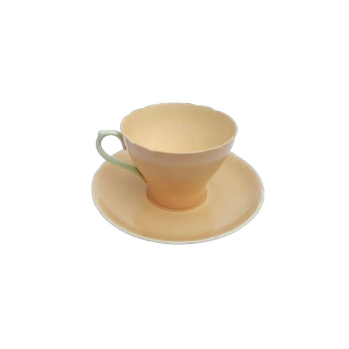 Shelley Fine Bone China Duo Peach with Green Trim