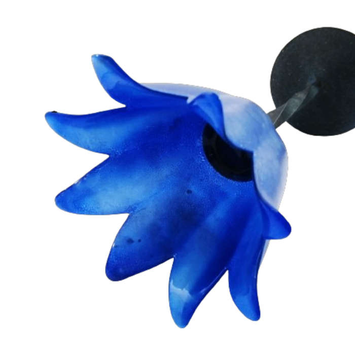 Large Blue Glass and Wrought Iron Candle Holder