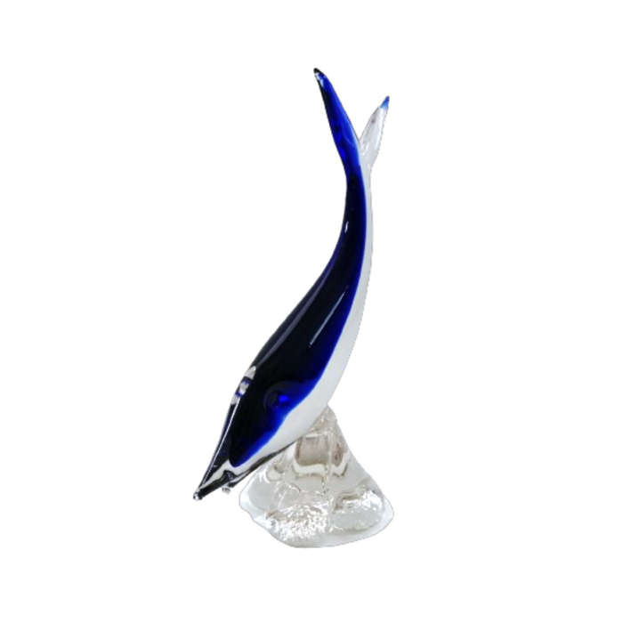 Murano  Art Glass Large Blue and White Swimming Fish