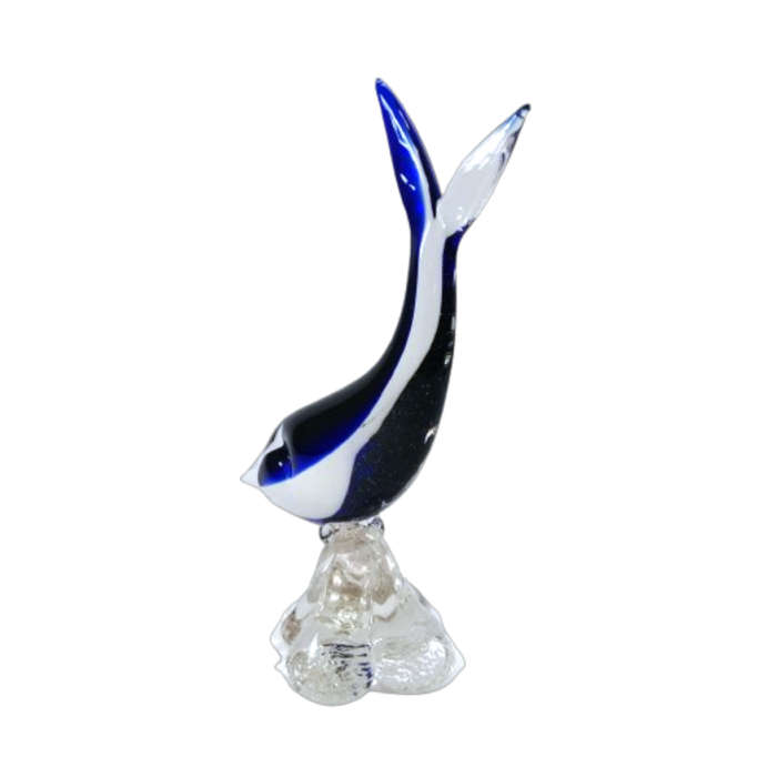 Murano  Art Glass Large Blue and White Swimming Fish