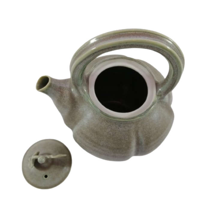 Green Glazed pottery Hand Made Tea Pot Milk Jug and Sugar Bowl