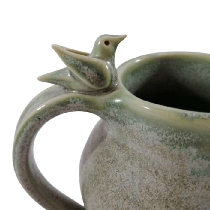 Green Glazed pottery Hand Made Tea Pot Milk Jug and Sugar Bowl