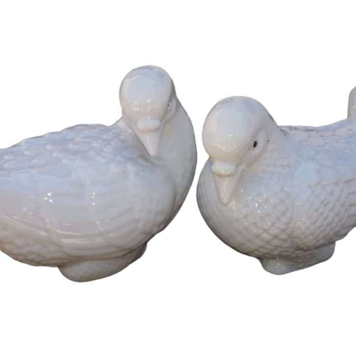 White Blanc de Chine Porcelain Doves