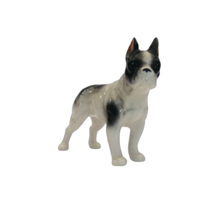 Black and White French Bulldog Vintage Porcelain