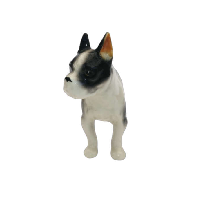 Black and White French Bulldog Vintage Porcelain