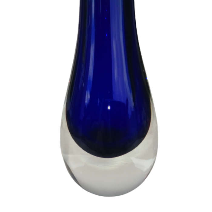 Murano Sommerso Tall Blue and Clear Vase