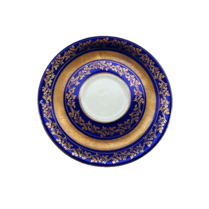 Alka Bavaria Sylvia Porcelain Blue and Gold Tea Cup and Saucer Duo