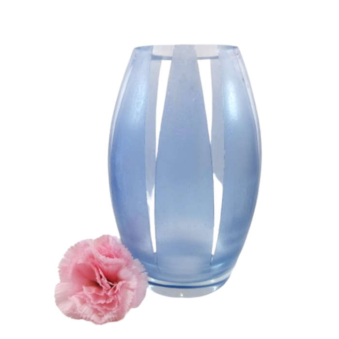 Stunning Blue and White Tall Glass Vase