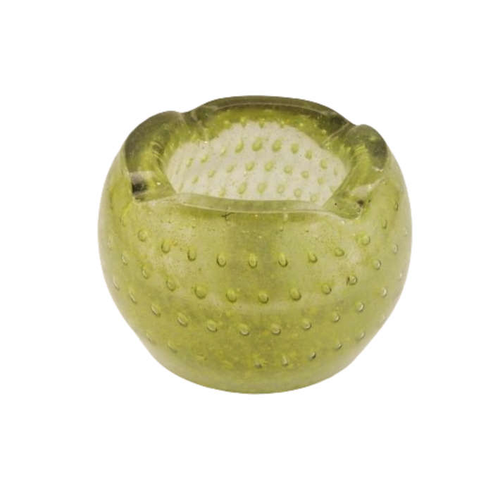 Murano Lime Green Bubble Inclusion Ashtray Bowl