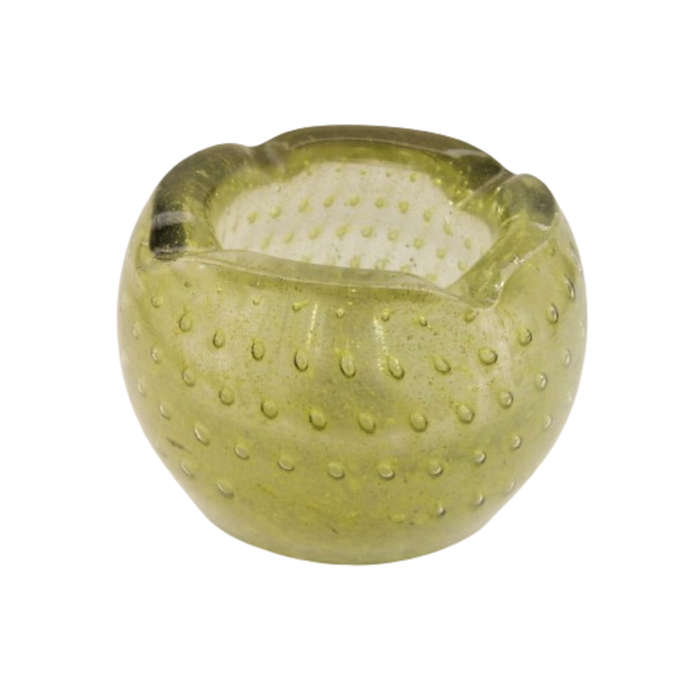 Murano Lime Green Bubble Inclusion Ashtray Bowl